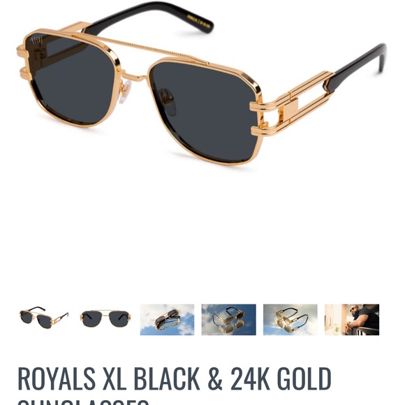 9FIVE ROYALS XL BLACK & 24K GOLD SUNGLASSES - Picture 1 of 8